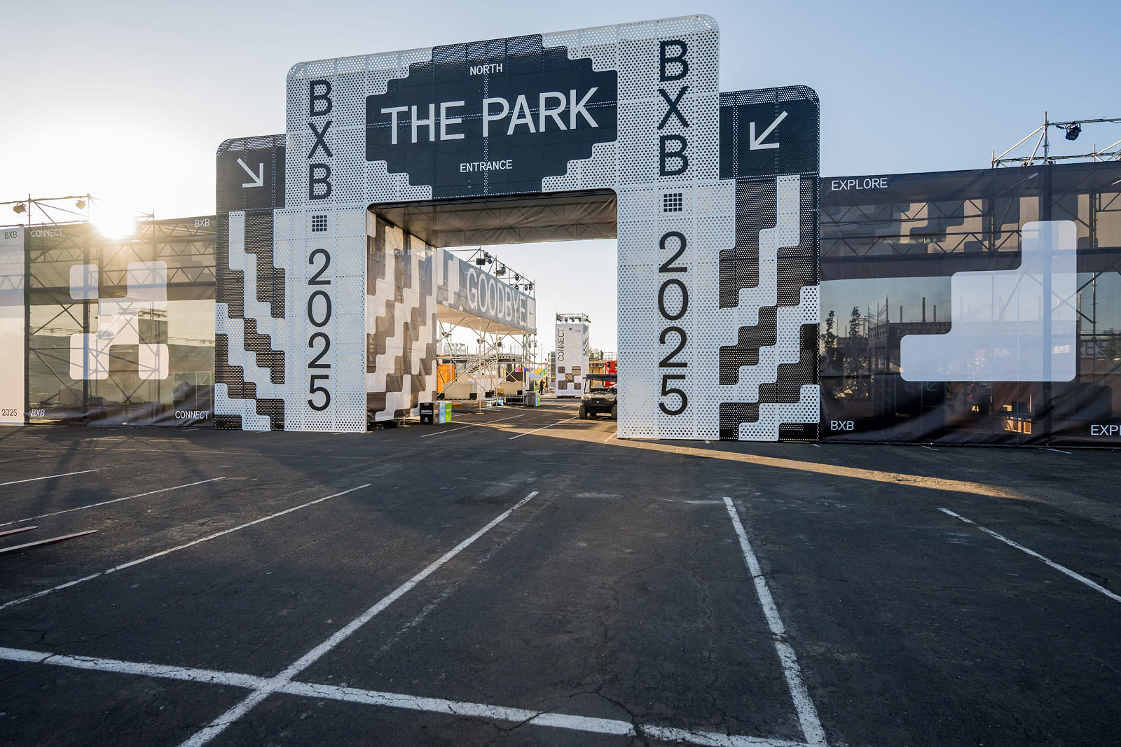 Custom entrance graphics welcoming attendees to Block By Block 2025 at the Oakland Coliseum, produced and installed by A3 Visual.