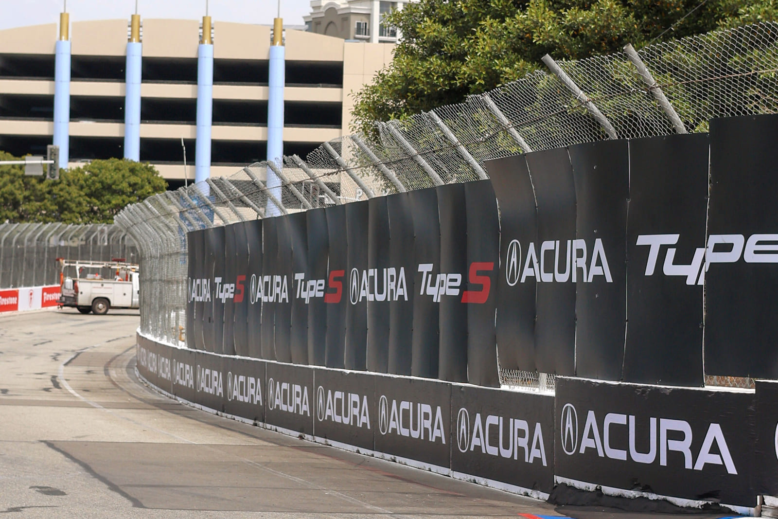 Custom trackside barricade graphics produced by A3 Visual for the Acura Grand Prix of Long Beach.